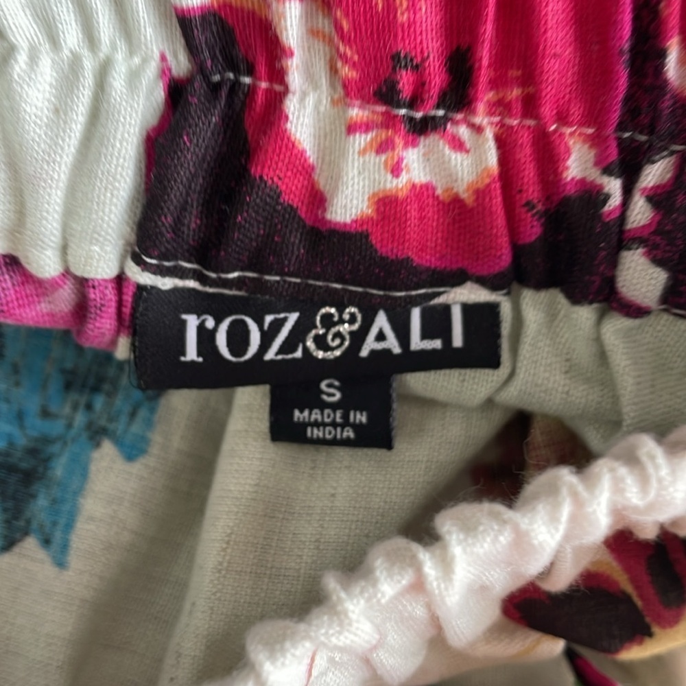 Roz & Ali Floral Print Linen MIDI Skirt - Picture 6 of 8